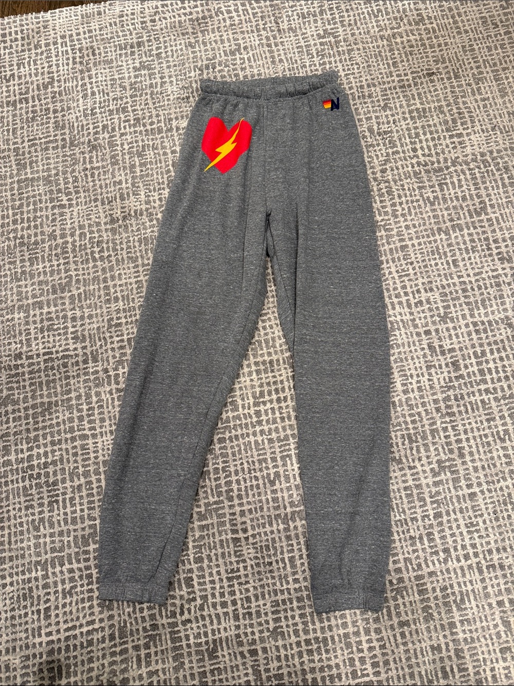 Aviator Nation BolT Heart Heather Gray Sweatpants